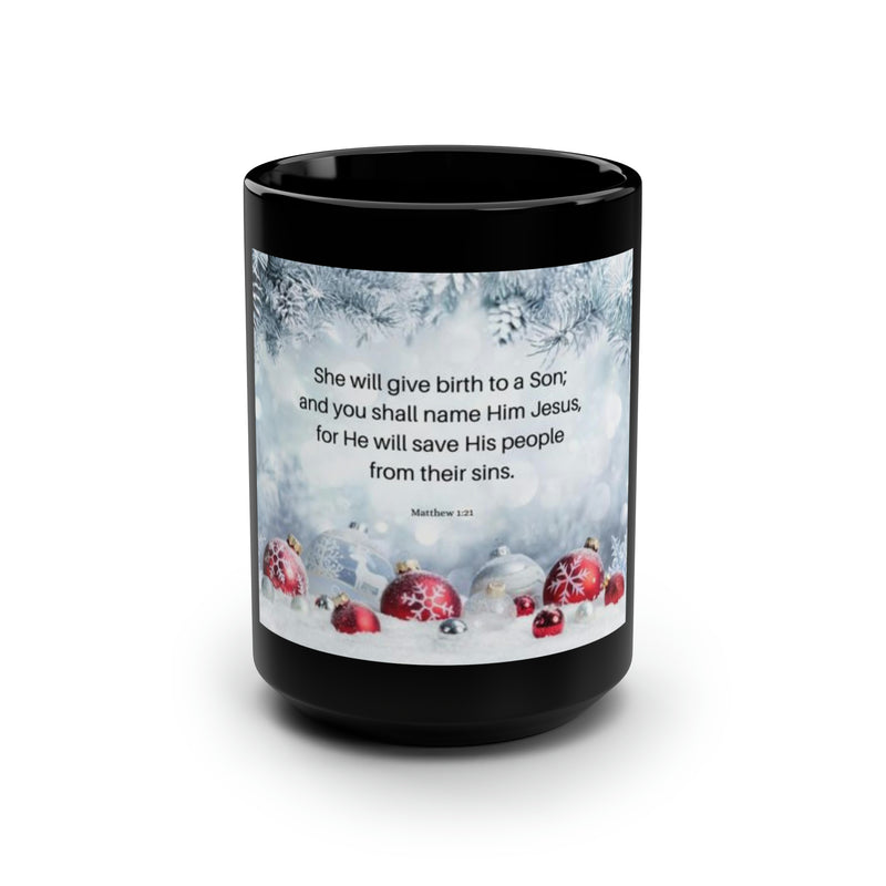Black Mug, 15oz Christmas Mug Holiday Season Gift Giving Family Gathering Yuletides Season Family Gifts Christmas Day Cup