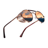 BARCUR Polarized Steampunk Round Sunglasses Men Retro Sun Glasses For Women Vintage Style