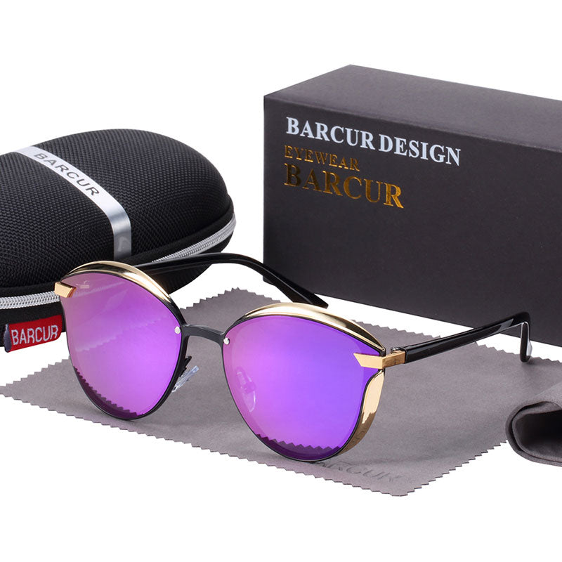 BARCUR Luxury Polarized Sunglasses Women Round Sun Glassess Ladies Lunette De Soleil Femme