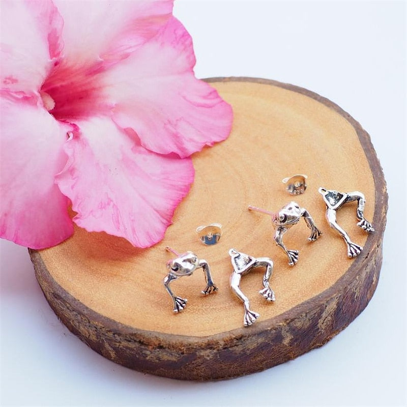 Cute Frog Earrings For Women Girls Animal Gothic Stud Earrings Piercing Female Korean Jewelry