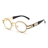 Diamond Steampunk Sunglasses Women Oval Vintage Eyeglasses Men Punk Retro Sun Glasses Luxury Brand Designer Lady UV400