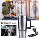 Stainless Steel Vehicle Heating Cup 12V/24V Heat Insulation Electric Car Kettle Camping Travel Kettle Water Coffee Thermal Mug