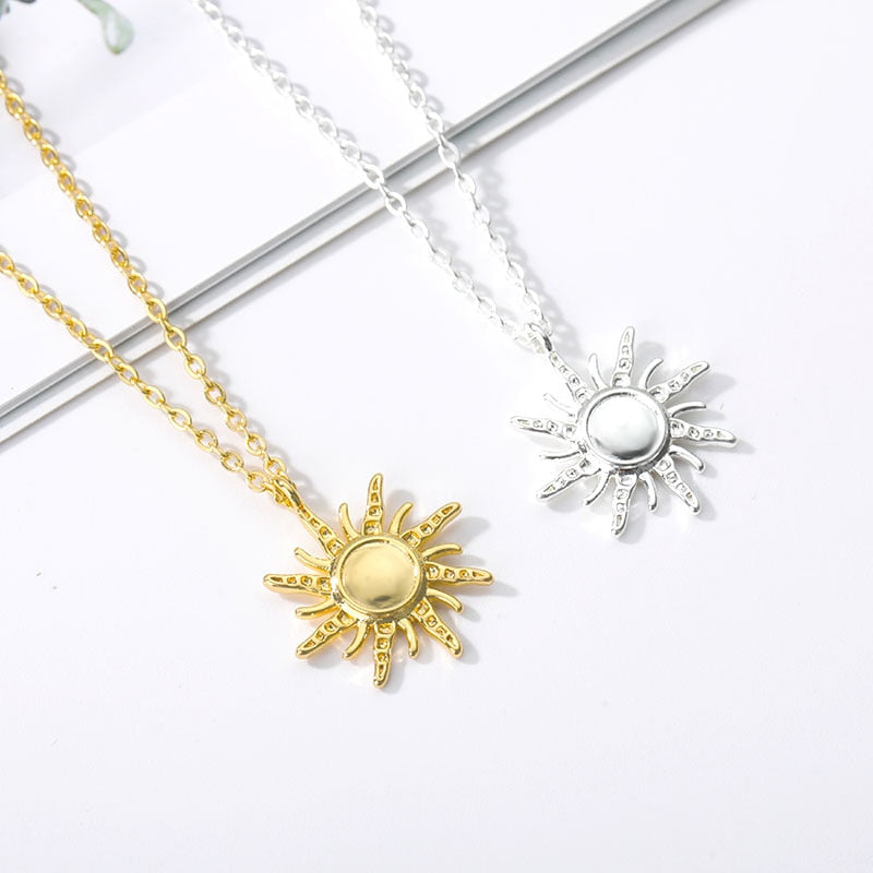 Simple Sun flower Pendant Necklace Stainless Steel  Necklace For women kid birthday Chirstma Gift Jewelry