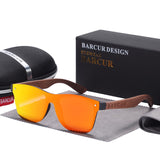 BARCUR Walnut Sunglasses for Men Polarized Wood Sun Glasses UV400 Oculos De Sol Masculino Feminino
