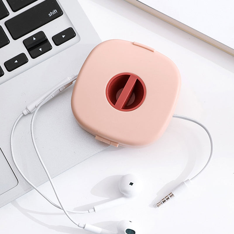 Cable Organizer Rotating Cable Winder Box Plastic Portable Wire Storage Case Phone Holder Mouse Wire Earphone Cord Storage
