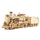 Robotime Rokr 3D Puzzle Movable Steam Train,Car,Jeep Assembly Toy Gift for Children Adult Wooden Model Building Block Kits