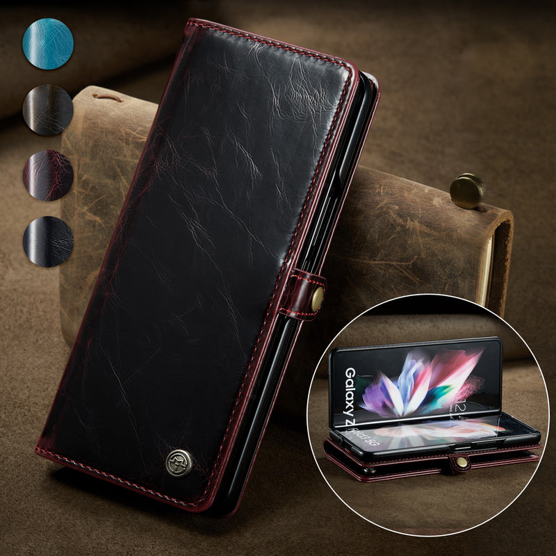 for Samsung Galaxy Z Fold3 5G Fold 3 Retro Purse Leather Case,CaseMe Luxury Magneti Card Holder Wallet Cover for Galaxy Fold 3