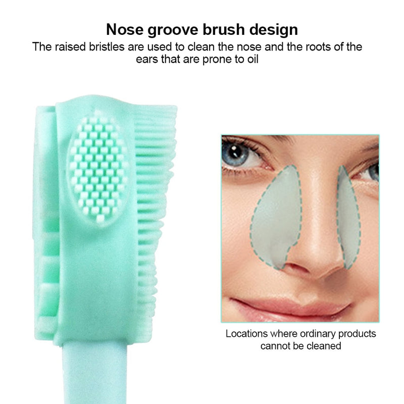 Double Side Silicone Facial Cleanser Brush Soft Hair Face Massage Washing Brush Blackhead Remover Portable Skin Care Tool
