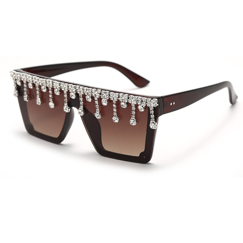 Diamond Square Sunglasses Women Rhinestone Oversized Sunglasses Men 2022 Luxury Brand Eyewear Retro Glasses One Piece Sun Glass