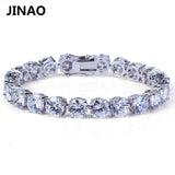 JINAO 4mm 5mm Men&#39;s AAA Cubic Zircon Tennis Bracelet Gold Color Silver Color Iced Out 1 Row Chain Bracelet Hip Hop Jewelry Gifts