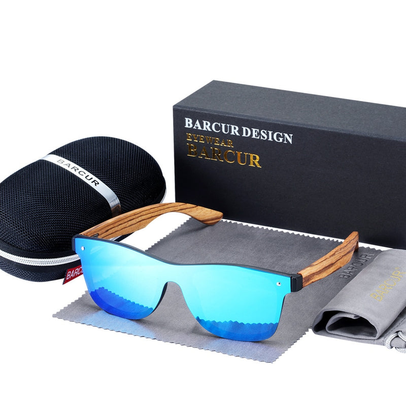BARCUR Luxury Vintage Sun Shade Men Wooden Sunglasses UV400 Protection Fashion Square Sun Glasses Women