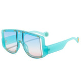 SHAUNA Retro Oversized Square Women Sunglasses Brand Designer Fashion Gradient One Piece Rivets Sun Glasses Men Shades UV400