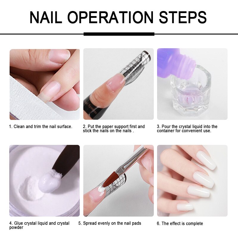 Nail Acrylic Powder and Liquid Monomer Nails Art Decoration For Manicure Set Kit Crystal Nail Glitter 3D Nail Tips Carving Tools