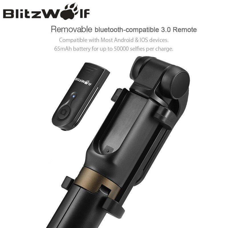 BlitzWolf BW-BS3 bluetooth-compatible Selfie Stick Tripod Remote Control Flexible Selfie Stick Stabilizer for iphone for xiaomi