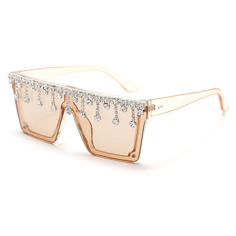 Diamond Square Sunglasses Women Rhinestone Oversized Sunglasses Men 2022 Luxury Brand Eyewear Retro Glasses One Piece Sun Glass