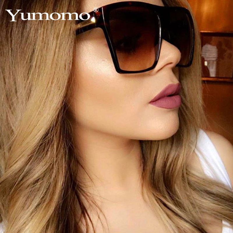 YUMOMO Vintage Sunglasses Women Brand Designer Oversized Sun Glasses Shades Large Black Lens Glasses UV400 Fashion Eyewear