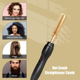 Copper Hot Comb Straightener for Wigs Afro Hair Heating Comb Straightening Brush Electric Pressing Comb Curler Hair Straightener