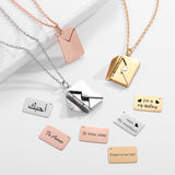 Love Letter Envelope Pendant Necklace Customized Stainless Steel Jewelry Confession Love You for Valentine Day Mother Day Gift