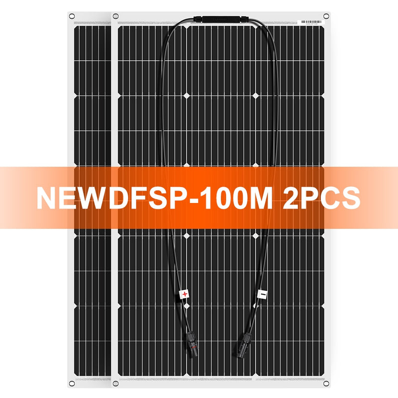 DOKIO 18V 16V 100W Flexible Solar Panels 300W Waterproof Monocrystalline Solar Panel Camping RV Home Charge 12V DFSP-100M