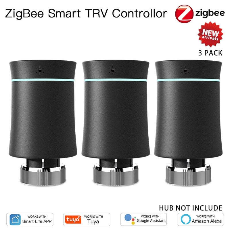 MOES ZigBee 3.0 TRV Thermostat Tuya Radiator Actuator Valve Smart Programmable Temperature Controller Alexa Google Voice Control