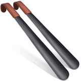 Zomake 2pcs Long Handled Shoe Horn Leather Shoehorn Metal Long No Bending Shoe Spoon Home Tools For Pregnant Backache Eldery