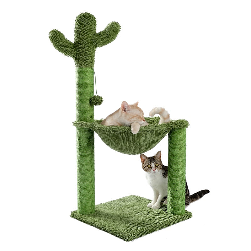 Cute Cactus Pet Cat Tree Toy with Ball Scratching Post for Cat Kitten Climbing Mushroom Condo Protecting Furniture Fast Delivery