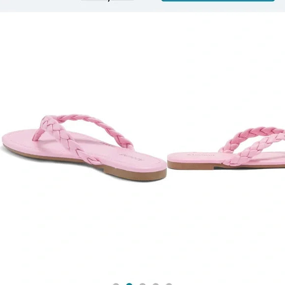 50 % OFF NWT Nordstrom Abound Frannie Braided Thong Pink Sandal‎ Slippers. Size 8M. Women's Fashion.