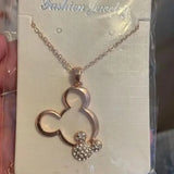 New Mickey Mouse Pendant Necklace Rose Gold Color. Fashion Jewelry