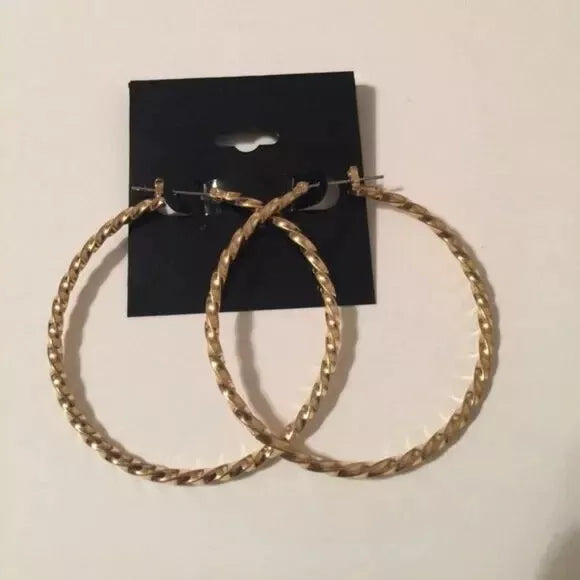 Brand New Gold-tone circle big earrings. Women's Fashion Accessories.