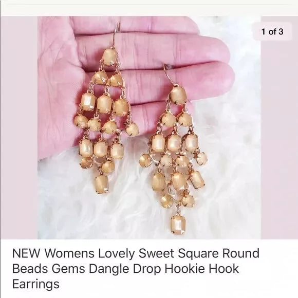 New Beads Gemstone 💎 Long Dangling Earrings. Women's Fashion Accessories.