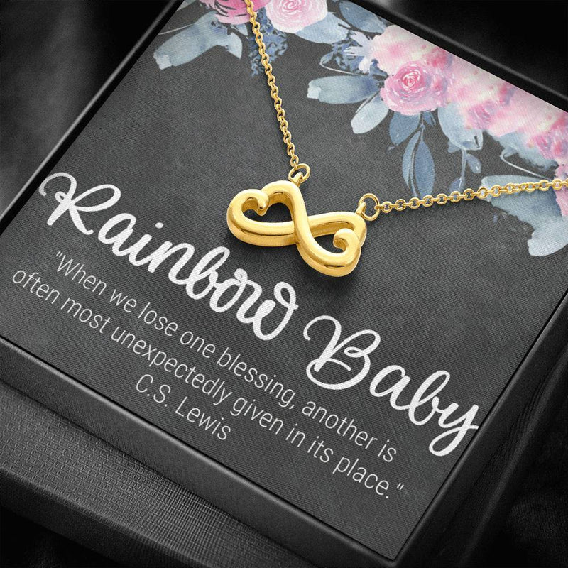 Rainbow Baby 18K White Gold Plated Infinity Heart Necklace