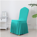 3pcs Wedding Spandex Chair Cover With  Pleated Ruffled  Skirt