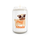 " Pug Mom " Print Dog Design Scented Candle, 13.75oz Holiday Gift Birthday Gift Comfort Spice Scent, Sea Breeze Scent, Vanilla Bean Scent Home Decor