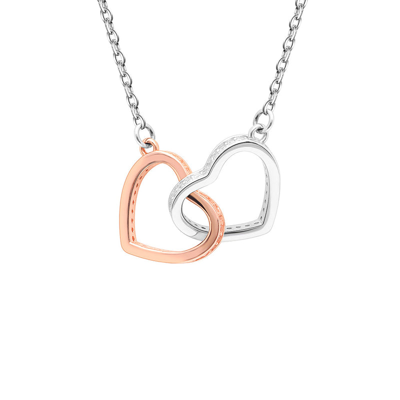 18K White Gold Plated Double Heart Double Love Necklace