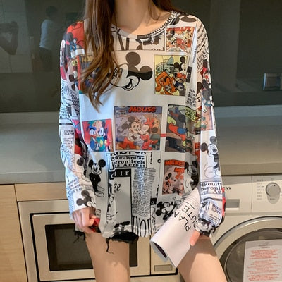 Anime Large / XL  Mesh Shirt Women Lightweight Sheer Transparent Long Sleeve Blouse Ladies T-shirt
