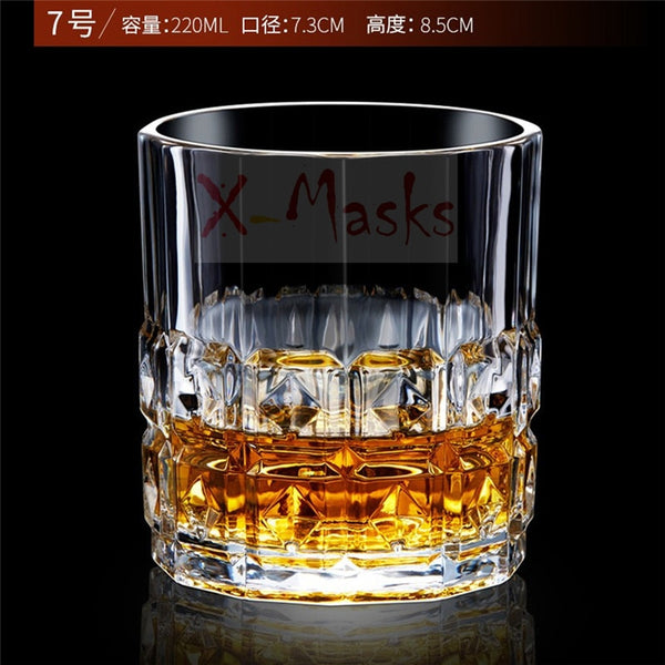 Whiskey Glass Crystal Cup Stunning Rock Style Old Fashioned Cocktail Glass with Timeless Design