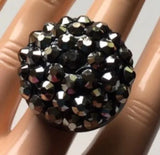 Brand New Adjustable Big Black Round Chunky Ring 💍 Women's Fashion Jewelry. 💎 - Findsbyjune.com