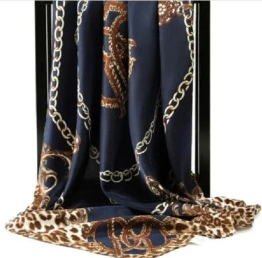 NEW Blue Brown Luxury Silk Square 90*90cm Shawl Wrap Scarf Women's Winter Fashion - Findsbyjune.com