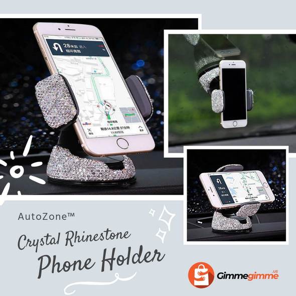 3pcs Crystal Car Phone Holder Features a 360 Degree Rotation