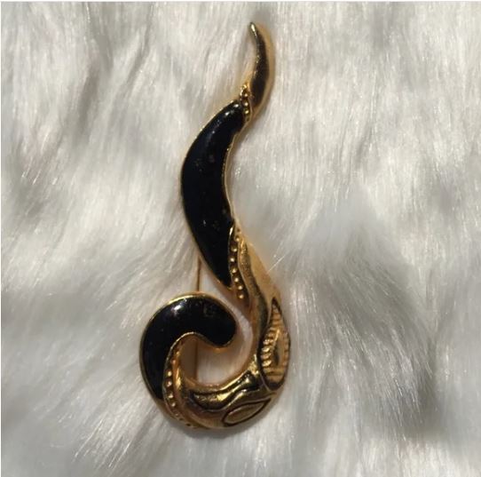FREE with $29 Purchase. Pretty Black Gold Plated Shiny Brooch Pin