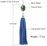 NWT New Long Tassel Necklace w/ Oval Gemstone. Women's Fashion Jewelry