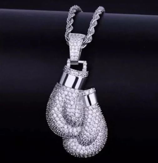 Fashion Exquisite Zircon Boxing Gloves Pendant Necklace for Men and Women