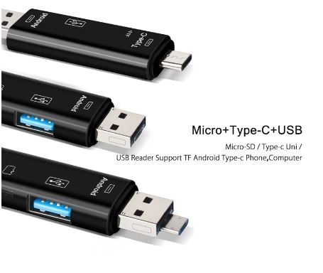 5 in 1, Multifunctional USB Type C/USB/Micro USB/TF/SD Card Reader Memory - Findsbyjune.com