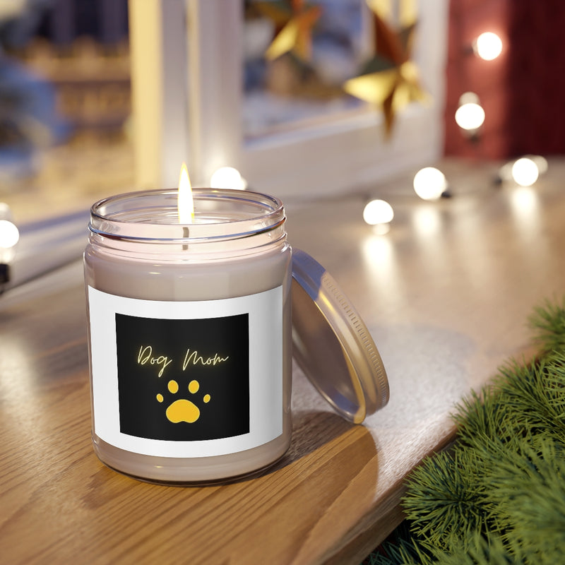 " Dog Mom " with Paw Design Scented Candles, 9oz Holiday Gift Birthday Gift Comfort Spice Scent, Sea Breeze Scent, Vanilla Bean Scent Home Decor
