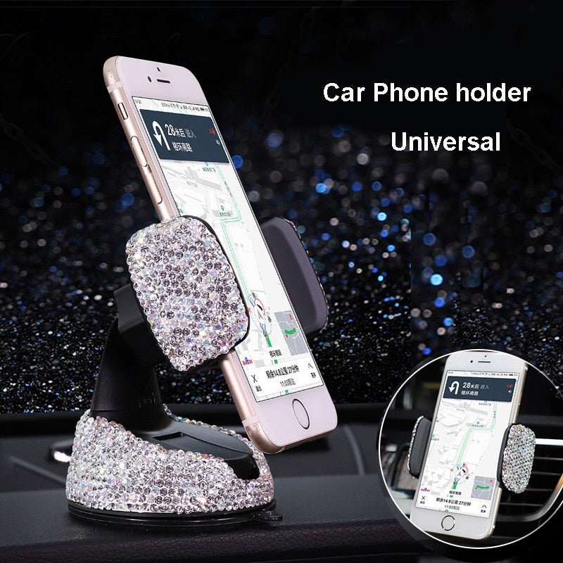 Crystal Car Phone Holder Universal Interior Accessories and Mobile Phone Holder for Car