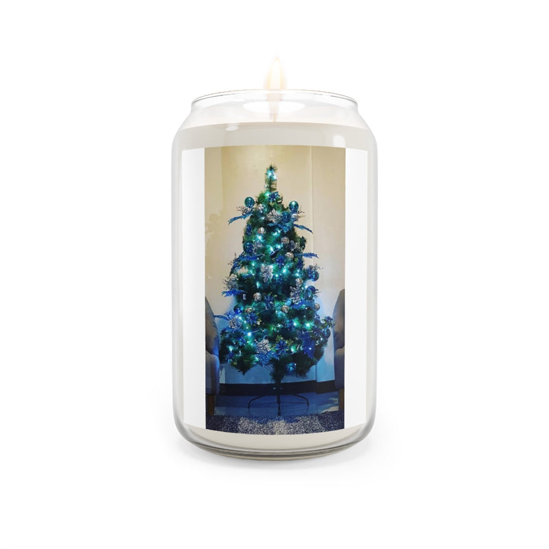 " Blue Christmas Tree " Design Candle, 13.75oz Holiday Gift Birthday Gift Comfort Spice Scent, Sea Breeze Scent, Vanilla Bean Scent Home Decor