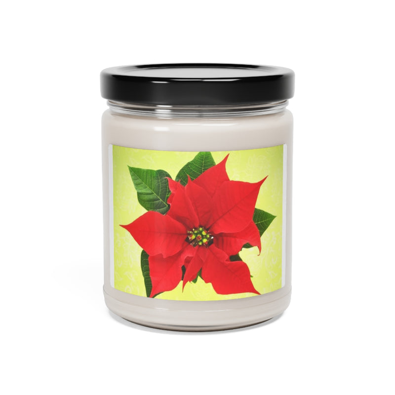 " Christmas Flower Poinsettia " Scented Soy Candle, 9oz Birthday Gifts Holiday Gift White Sage Clean Cotton Lavender Sea Salt Scent