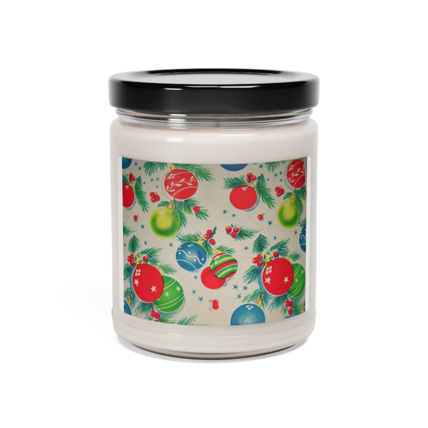 " Colorful Christmas Balls " Design Scented Soy Candle, 9oz Birthday Gifts Holiday Gift White Sage Clean Cotton Lavender Sea Salt Scent