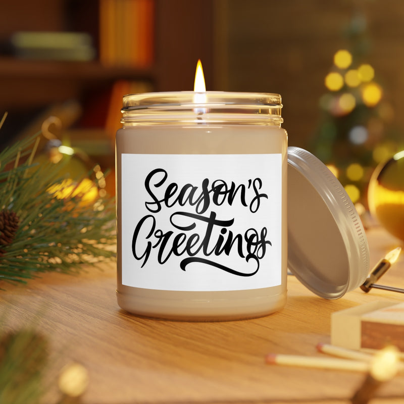 " Season's Greetings " Scented Candles, 9oz Holiday Birthday Gift Comfort Spice, Sea Breeze, Vanilla Bean Scent