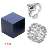100 Language I Love You Adjustable Rings Set Silver Plated